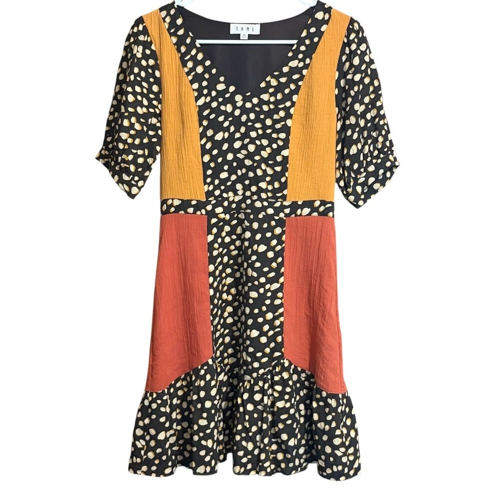 THML Boutique Colorblock Spotted Print Dress Size XS